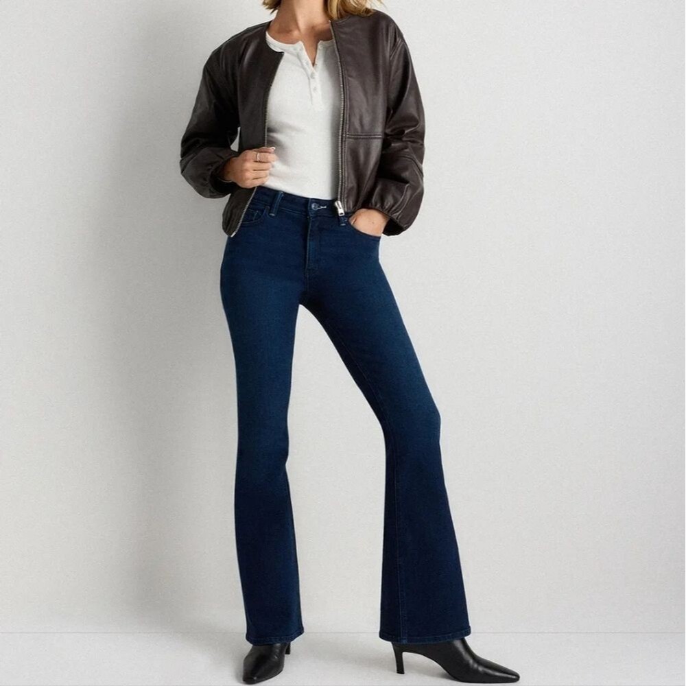 Quince Luna High Rise Flare Jeans Organic Cotton Stretch NWT 27 Western Y2K